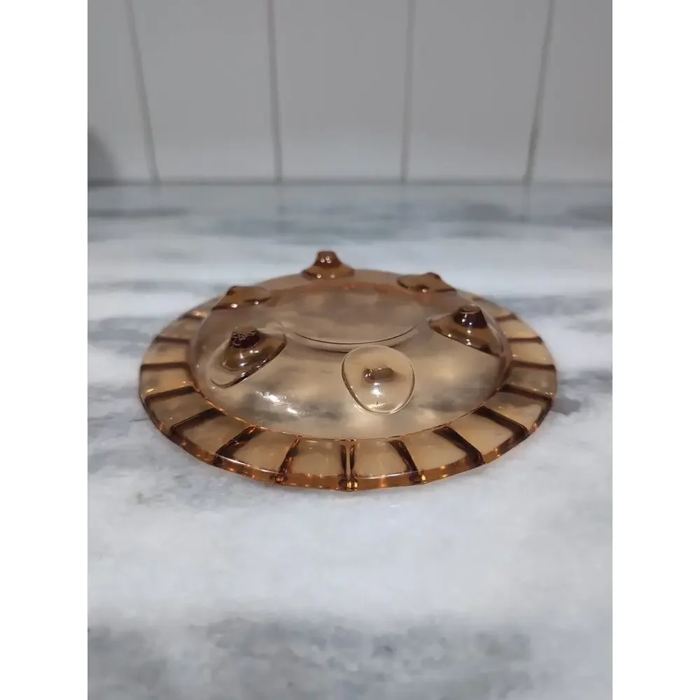 Indiana Glass Amber Trinket Footed Bowl Dish, Scalloped Edge Vintage 6